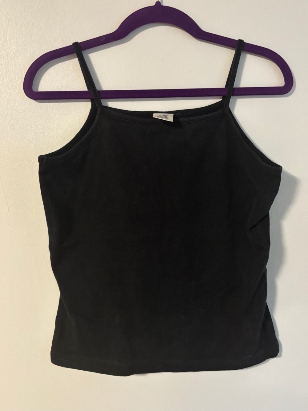 Old Navy solid black cotton cami spaghetti strap camisole top size 16